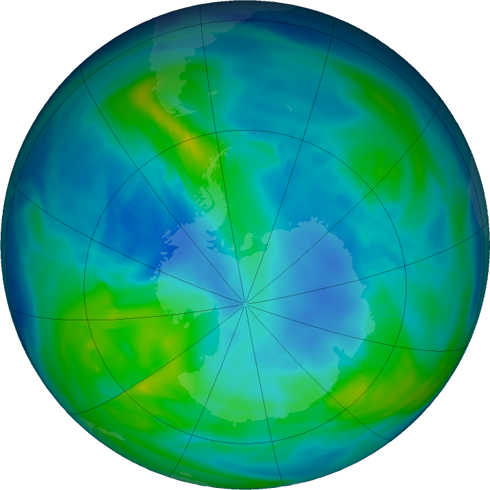 Antarctic ozone map for 04 May 2024
